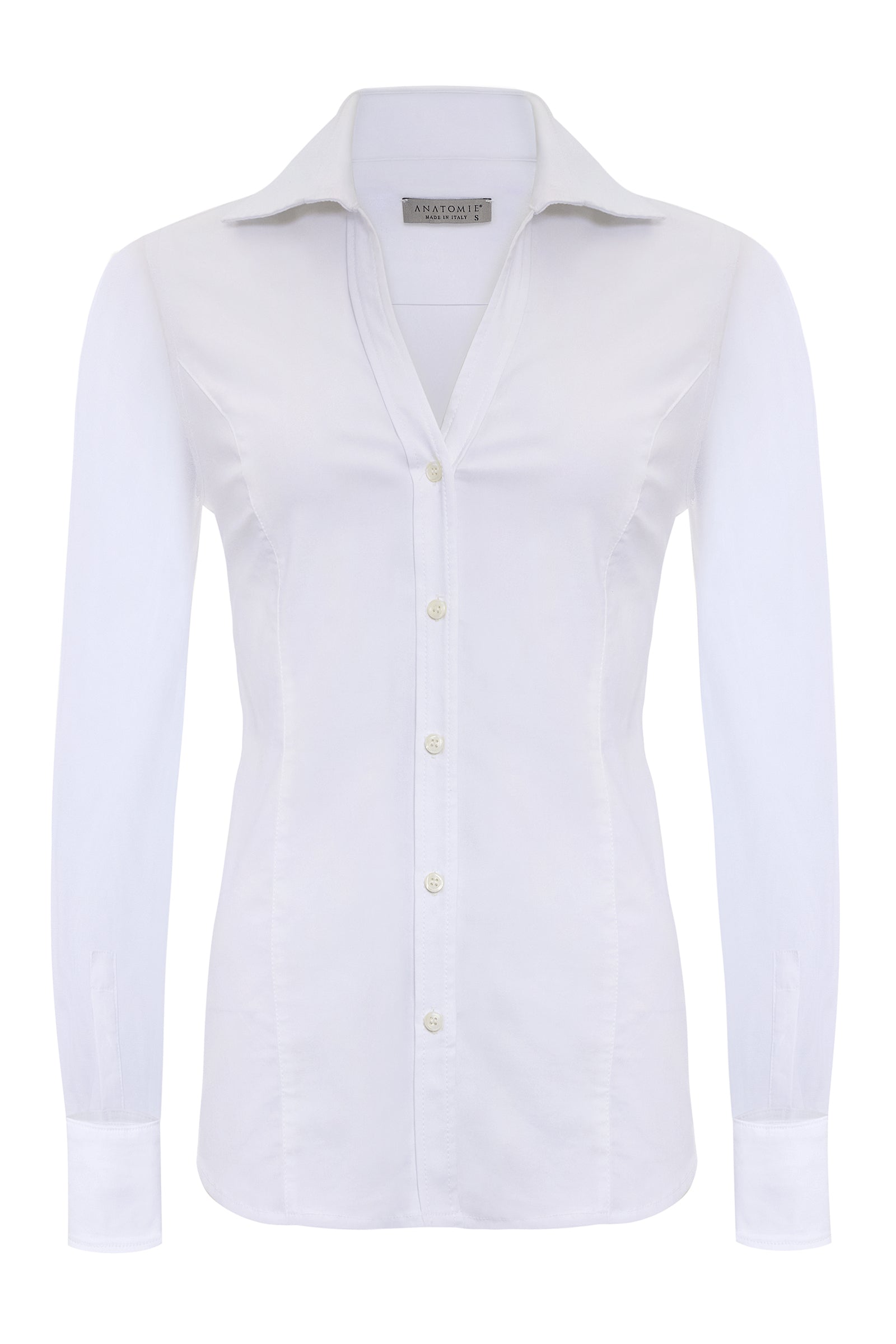 The Best Travel Shirt. Flat Lay of a Beth Button Front Shirt in White