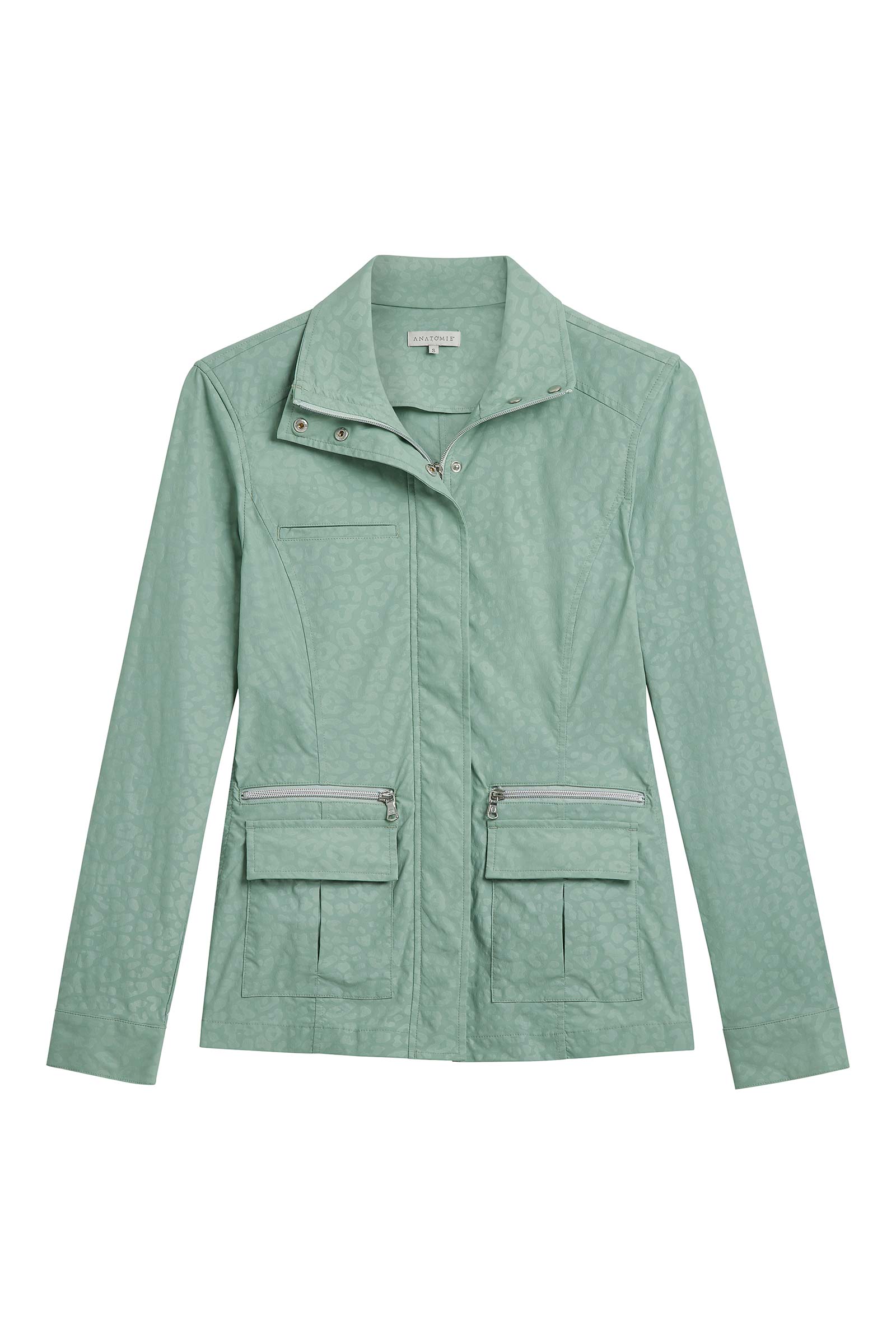 The Best Travel Jacket. Flat Lay of an Embossed Kenya Jacket in Cheetah Sage.