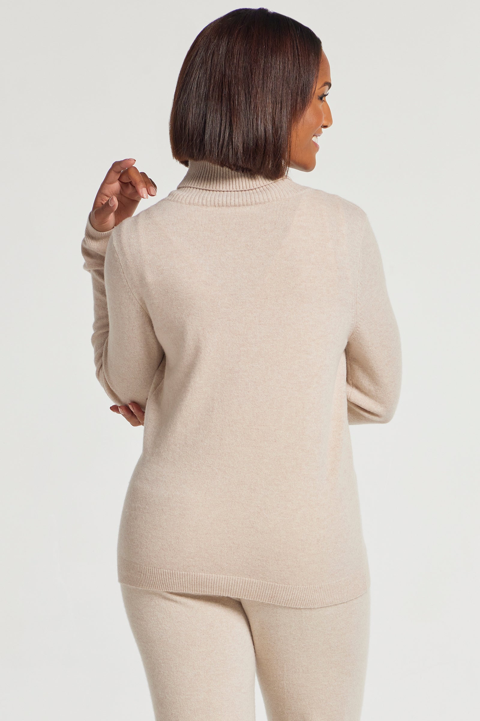 Oatmeal Heather || Emily Cashmere Turtleneck Sweater