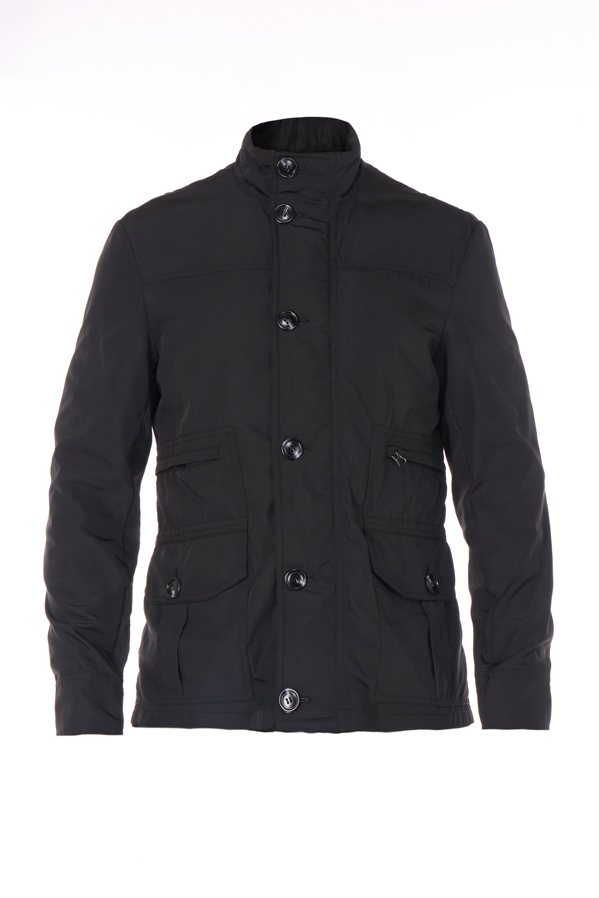 The Best Travel Jacket. Flat Lay of a Men's Mike Jacket in Black.