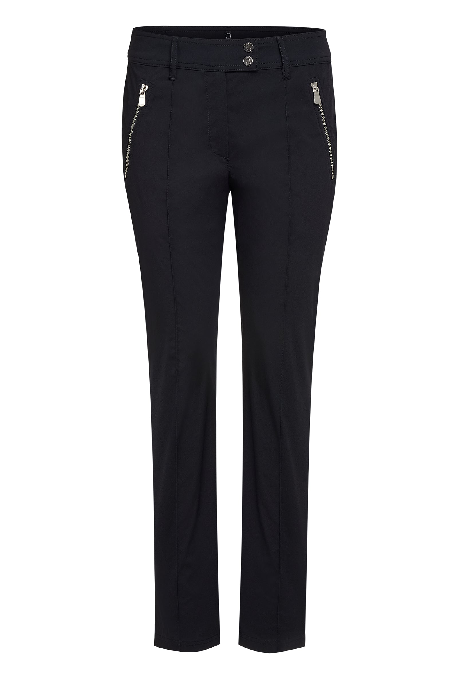 The Best Travel Pants. Flat Lay of the Peggy Zippered Pant in Black