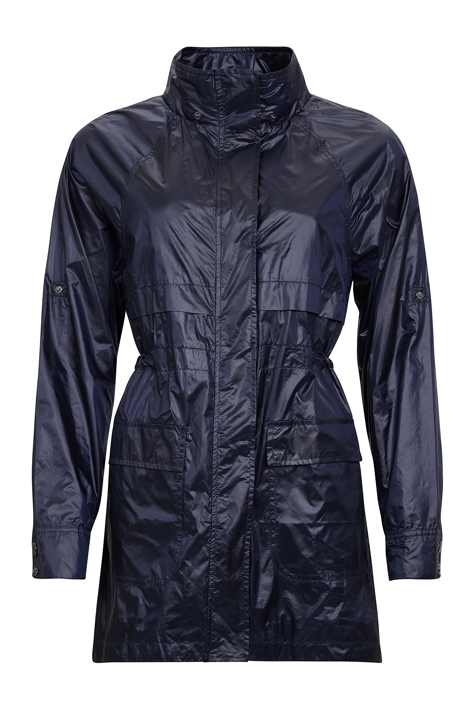 The Best Travel Jacket. Flat Lay of a Ramona Windbreaker Jacket in Navy.