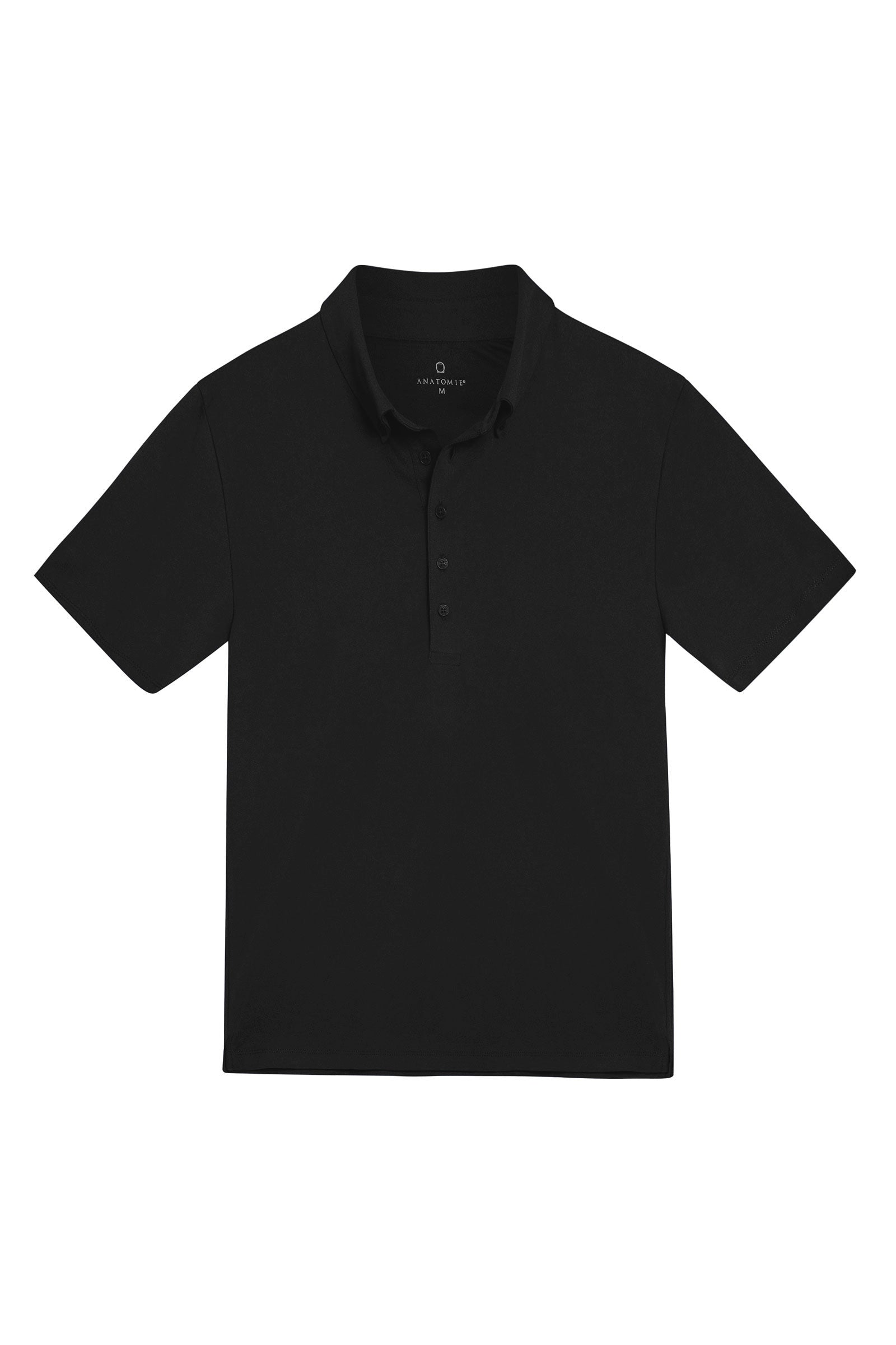 The Best Travel Top. Flat Lay of a Men's Ryan Polo in Black.