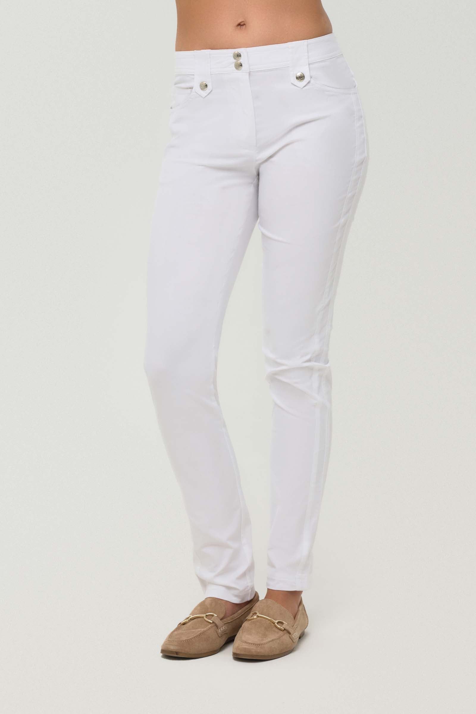 The Best Travel Pants. Front Profile of the Skyler Travel Pant in White