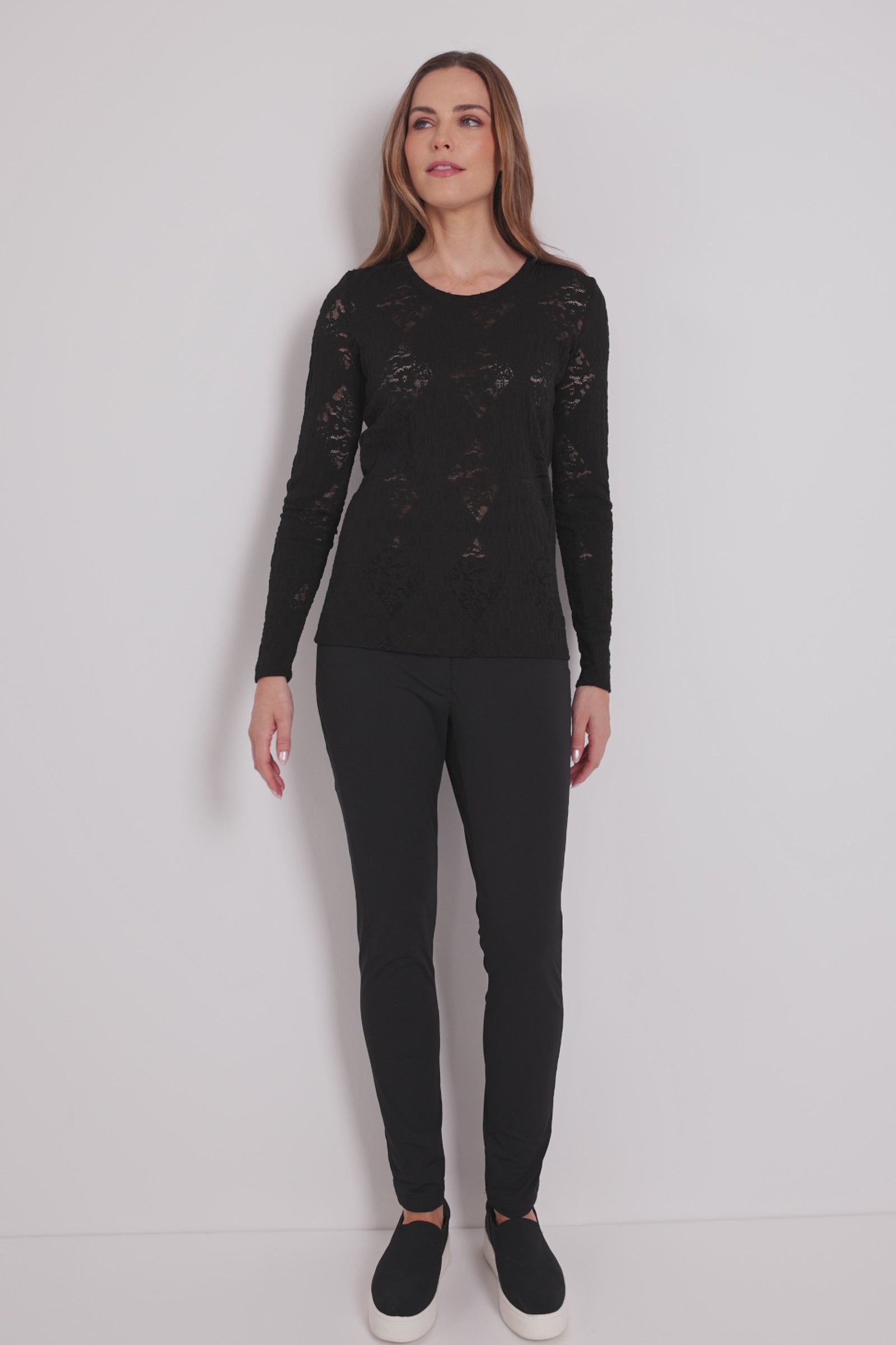 Video of a Lace Juliana Top in Black.