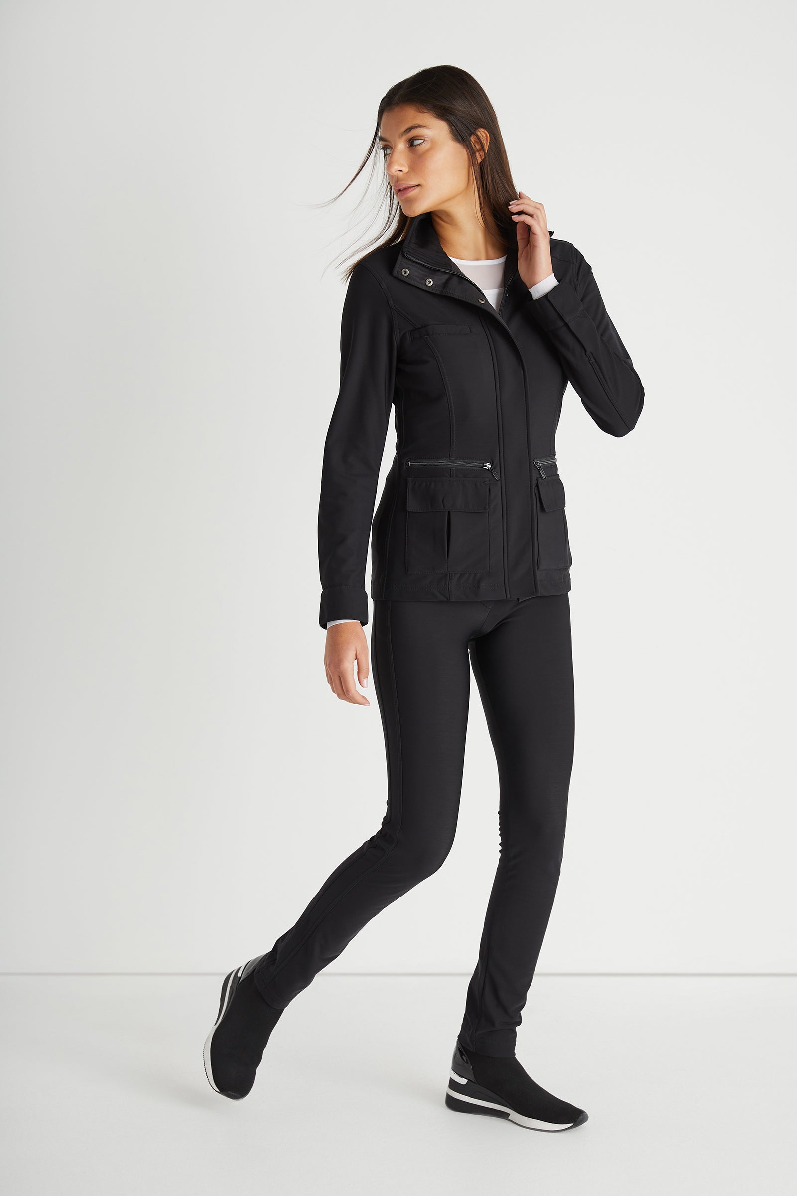 The Best Travel Pants. Front Profile of the Skyler Cozy Fleece-Lined Travel Pant in Black